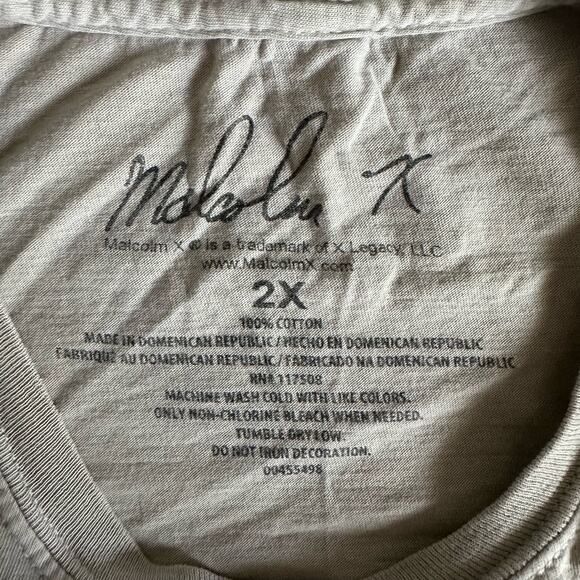 💥Malcolm X Graphic Tee Cut off sleeves Unisex size 2X Tan color freedom - Picture 3 of 10
